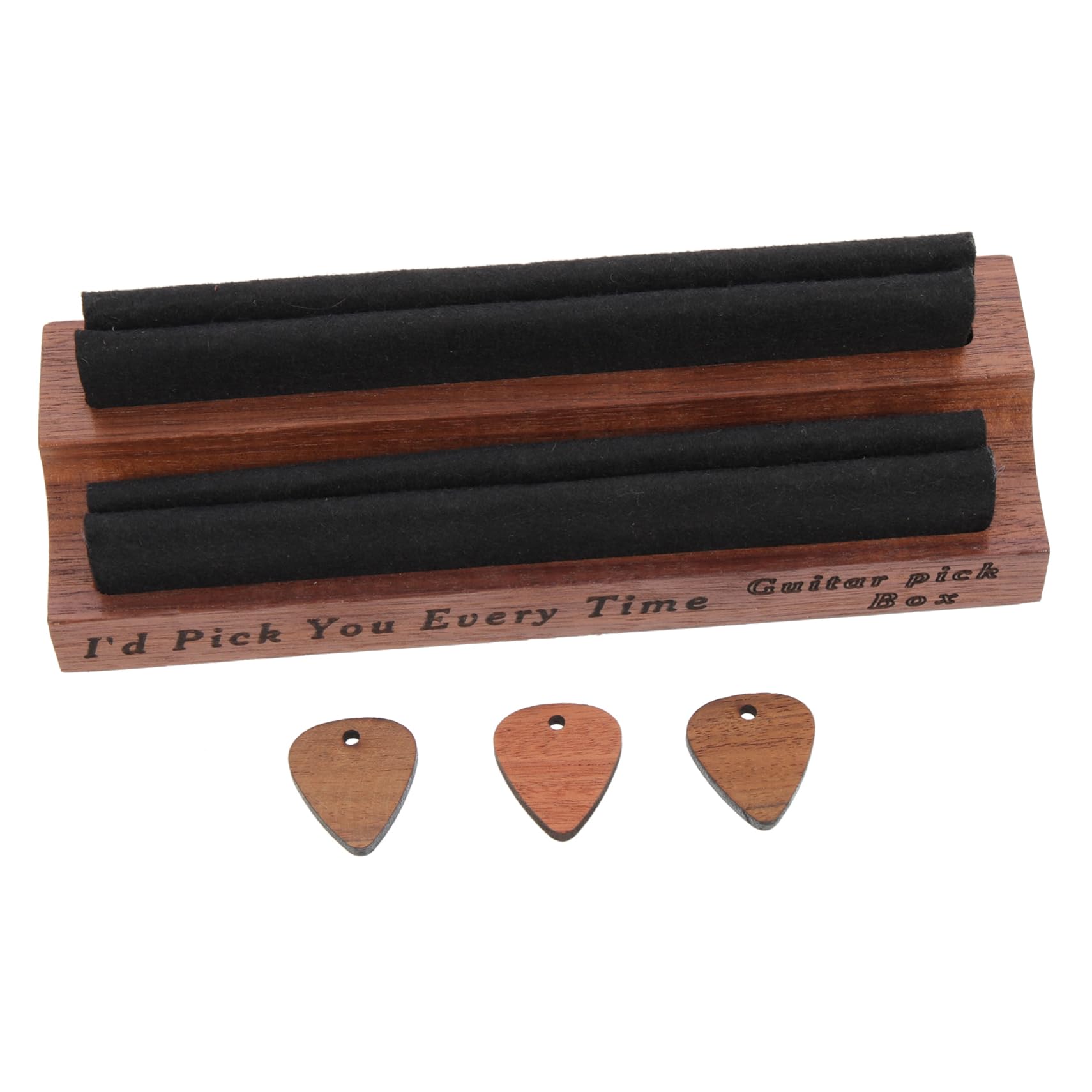 Holibanna 1 set Multipurpose Wooden Guitar Pick Storage Box with Rack Durable Acacia Plectrum Case for Electric Folk and Bass Guitars for Musicians and Performances