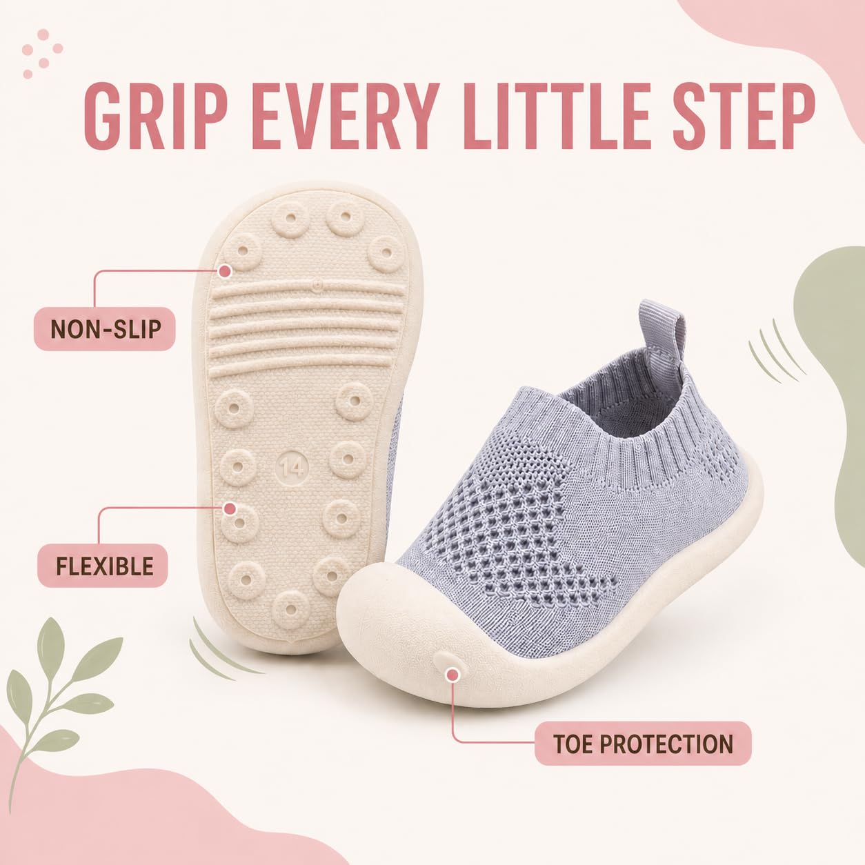 Zapatillas de verano para caminar para niñas y niños pequeños | Diseño ancho de dinosaurio, suela de goma suave, transpirable, para correr al aire libre, casual