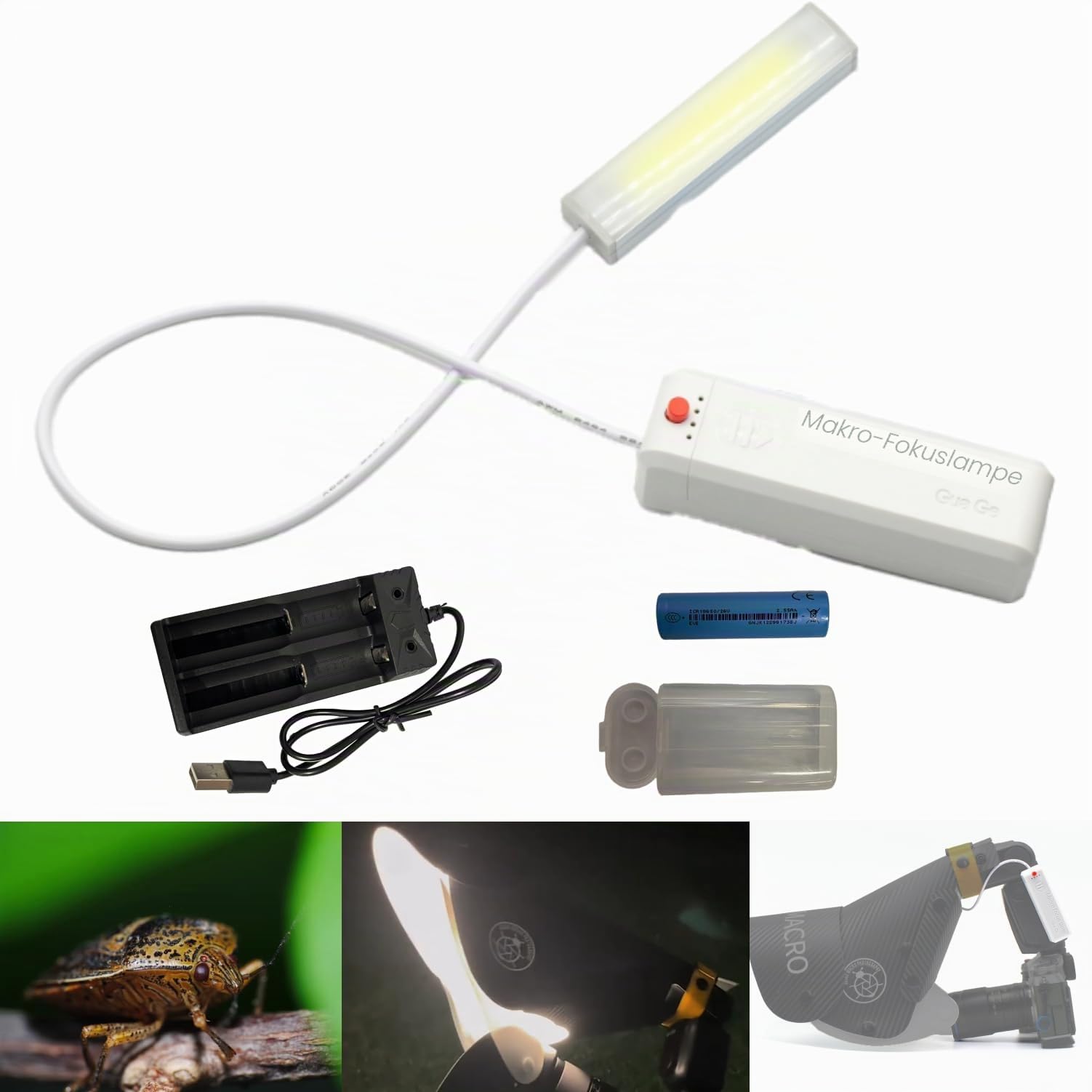 Guage 3W Makro-Fokuslampe Fülllicht-Set für Makrofotografie mit großer II/Kleiner/mini Guage Blitz-Diffusor-Softbox