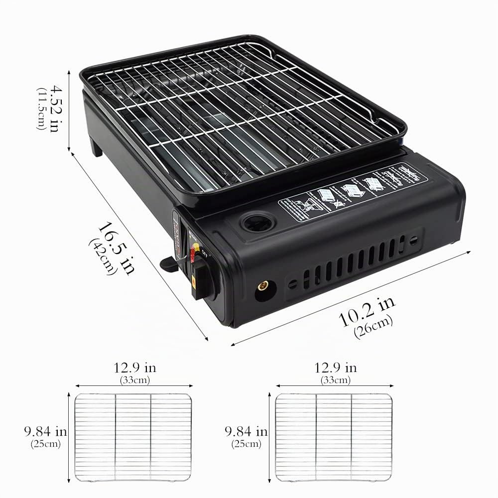 Set per barbecue da campeggio – Grill portatile con grill, padella per barbecue, clip – padella portatile da campeggio