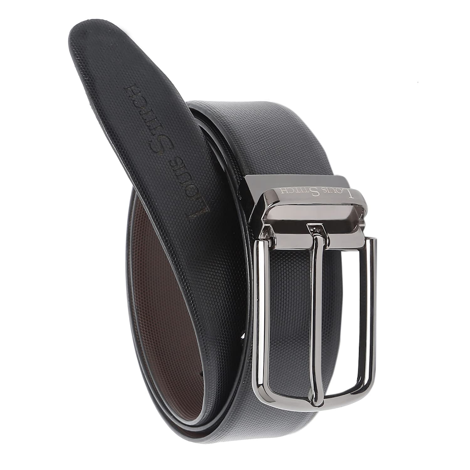 LOUIS STITCHMen's Italian Leather Reversible Belt 1.25 inch (35mm) Handcrafted Formal Waist Strap Officewear Men Gents Boys (Black/Brown) (BE-HCGB)