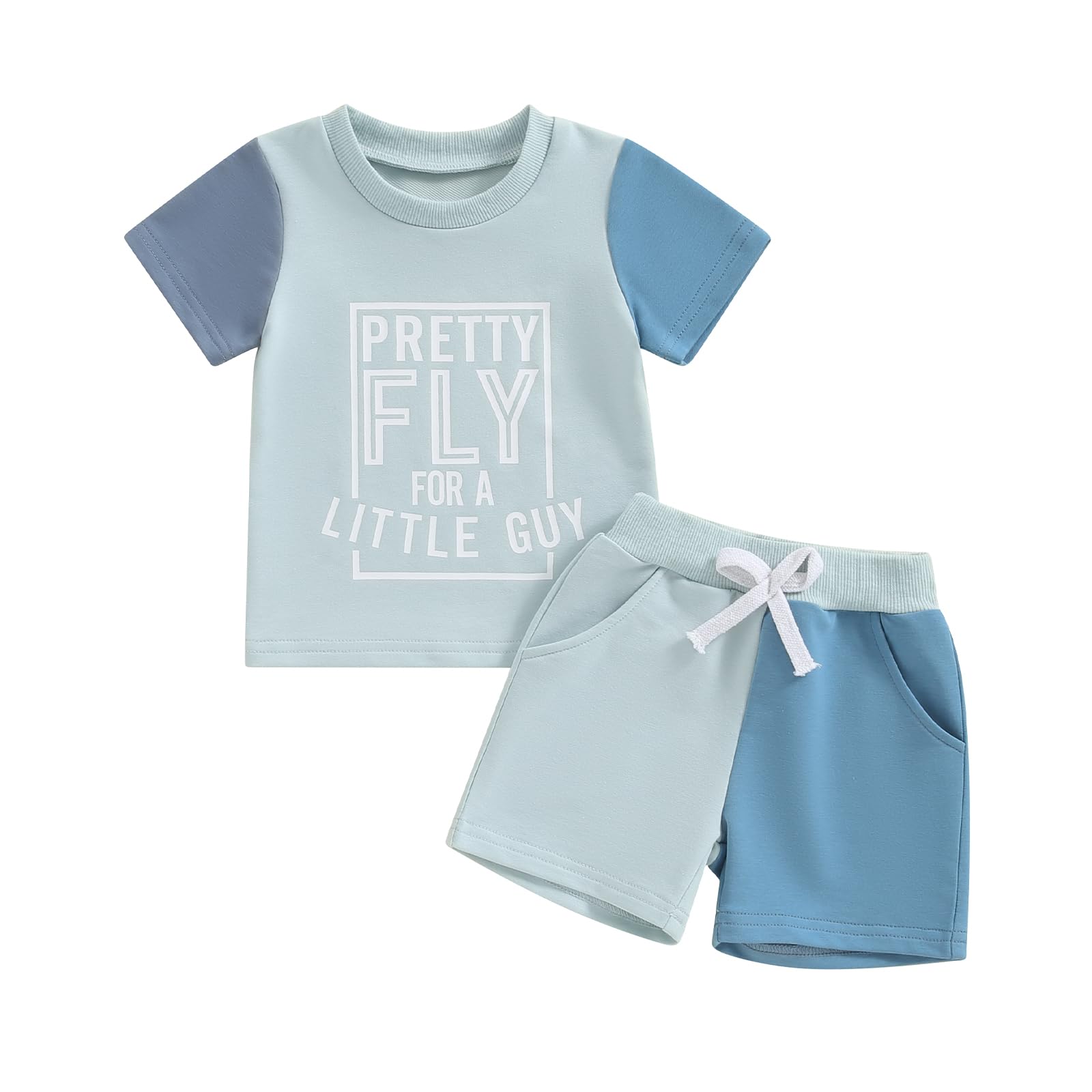 allshope Toddler Baby Boy Summer Outfit Short Sleeve T Shirt Top Casual Shorts Set Infant Newborn Clothes 6 12 18 24 Month 2T