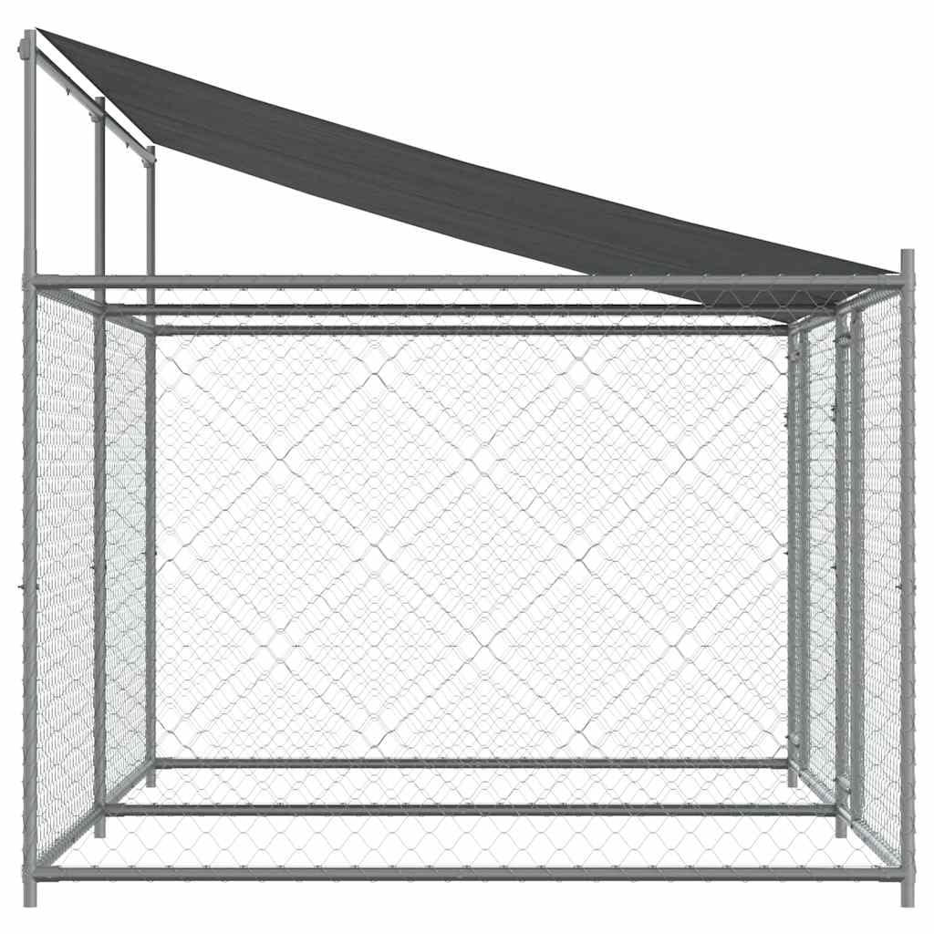 Generico Gabbia Cani con Tetto e Porte Grigia 4x2x2 m in Acciaio Zincato,Articoli per Animali,Animali Domestici - Articoli,Articoli per Cani,Cucce e recinti per cani-3209563