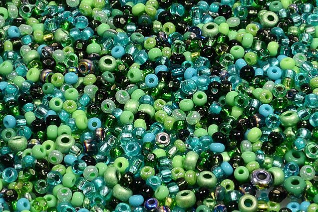 250g Round Rocailles Glass Seed Beads Preciosa Ornela Mix, Color: Green, Bohemia Crystal Glass, Czechia 311 19 001 — image 1