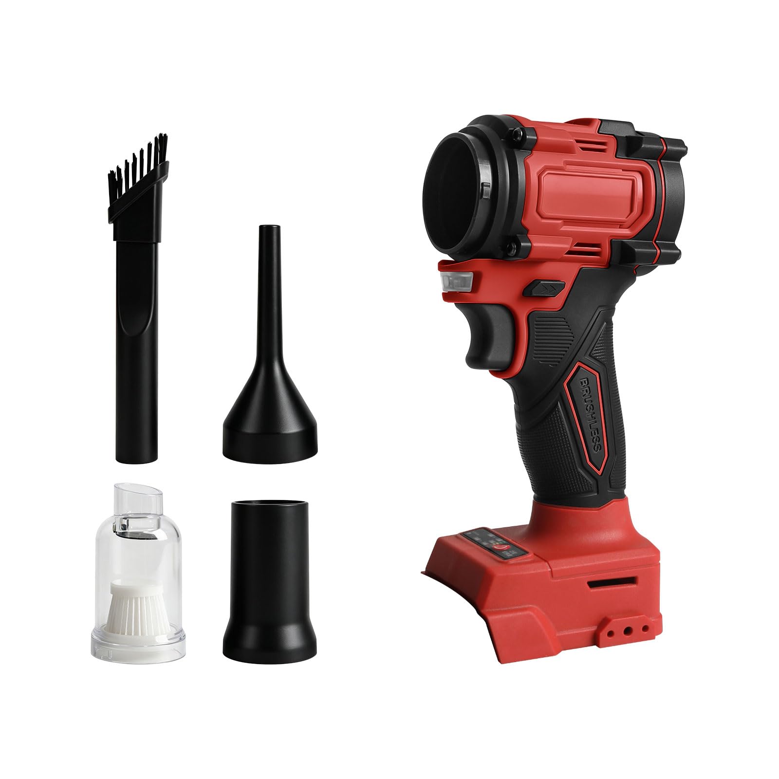 Soffiatore per foglie senza fili compatibile con Milwaukee 18 V, soffiatore senza fili e aspirapolvere portatile, ventilatore elettrico da giardino, 20000 giri/min, 4 ugelli per la cura del prato
