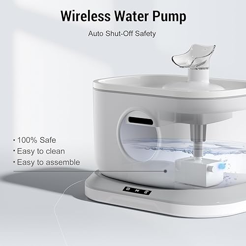 Miniatura 5 de Fuente de agua para gatos, 5000 mAh, funciona con pilas, fuente inalámbrica para beber mascotas de 2.6 L88 onzas con sensor de movimiento para gatos
