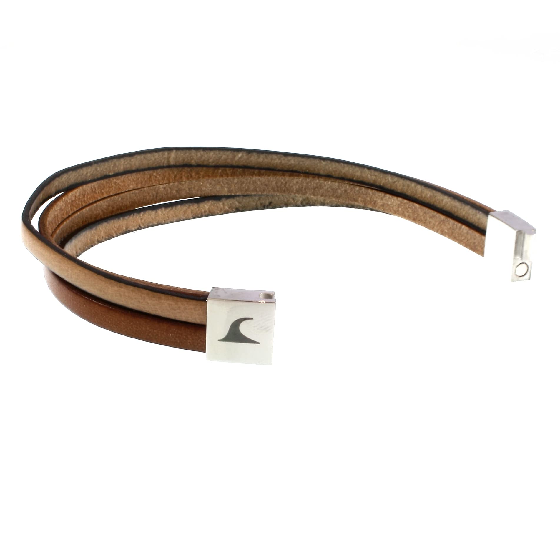 Echt Leder-Armband Twist Cognac Beige Herren Männer