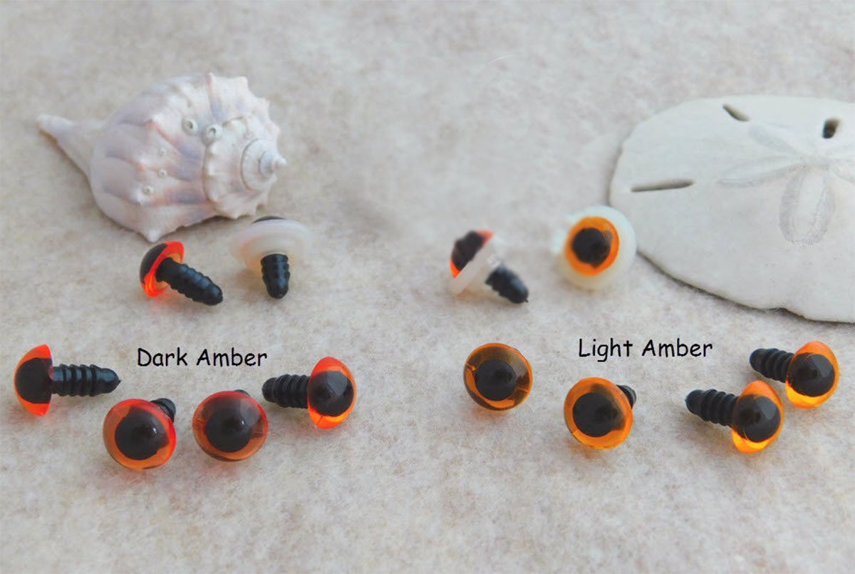 Craft Sewing Acrylic Safety Eyes for Sew Crochet Knit Teddy Bear, 12 Pair (Light Amber, 12mm)