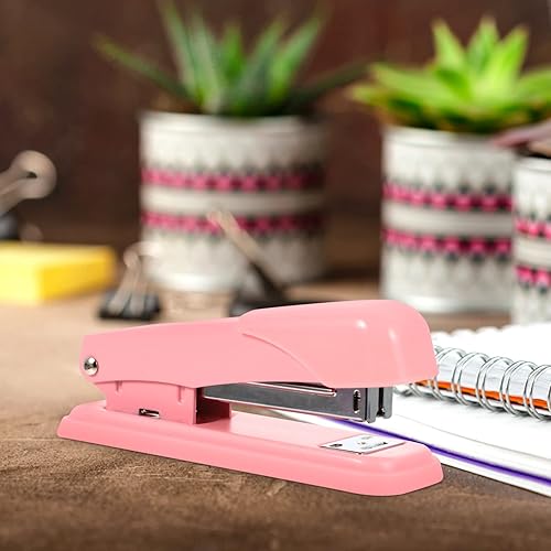 Miniatura 2 de Operitacx Engrapadoras de metal para oficina, engrapadora de mano de papel, engrapadora pequeña para estudiantes, accesorios de oficina para