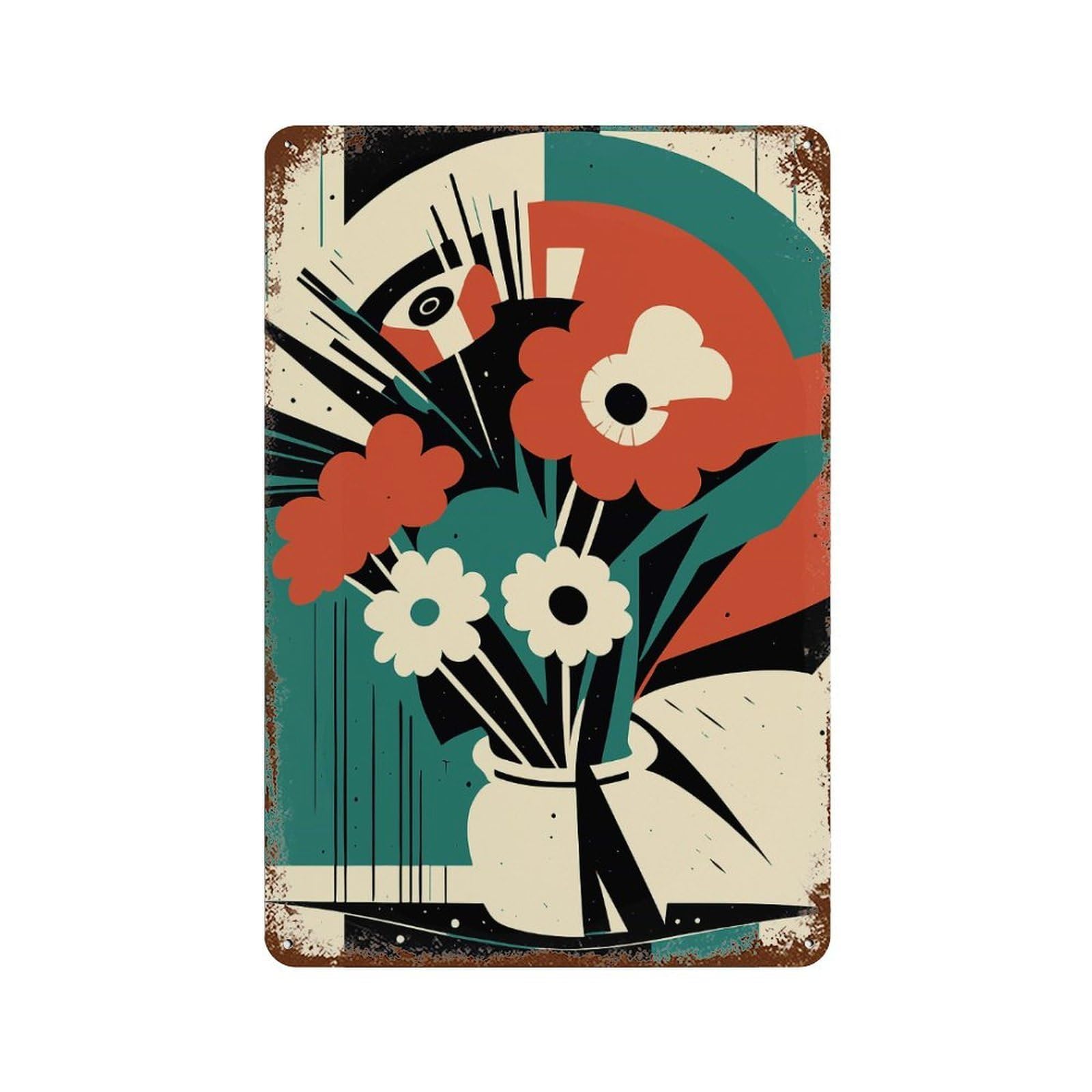 Amelia Bouquet of Flowers Rusty Metal Tin Sign 11.8"x7.9", for Pub, Kitchen And Man Cave Decor, Novelty Wall Decor