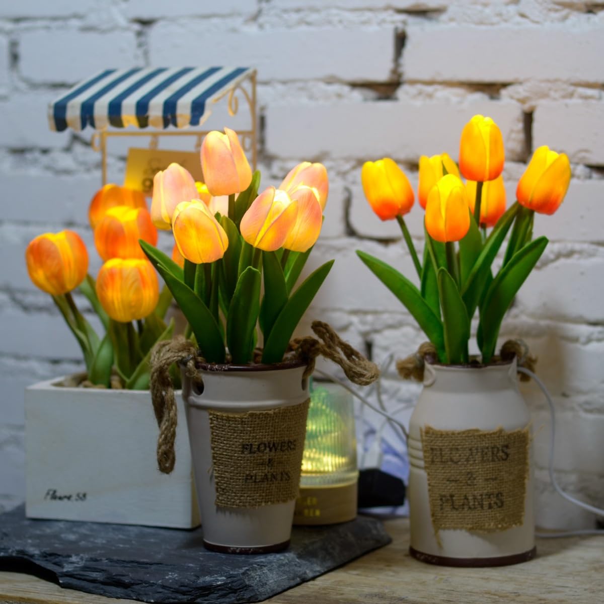 LED Nuage Lampe Tulipe Lampe,Tulipe Nuage LED Veilleuse,Lampe De Table Tulipe À LED,Simulation Fleur Chambre Sommeil Lampe De Table Chevet Sommeil Lumière(A)
