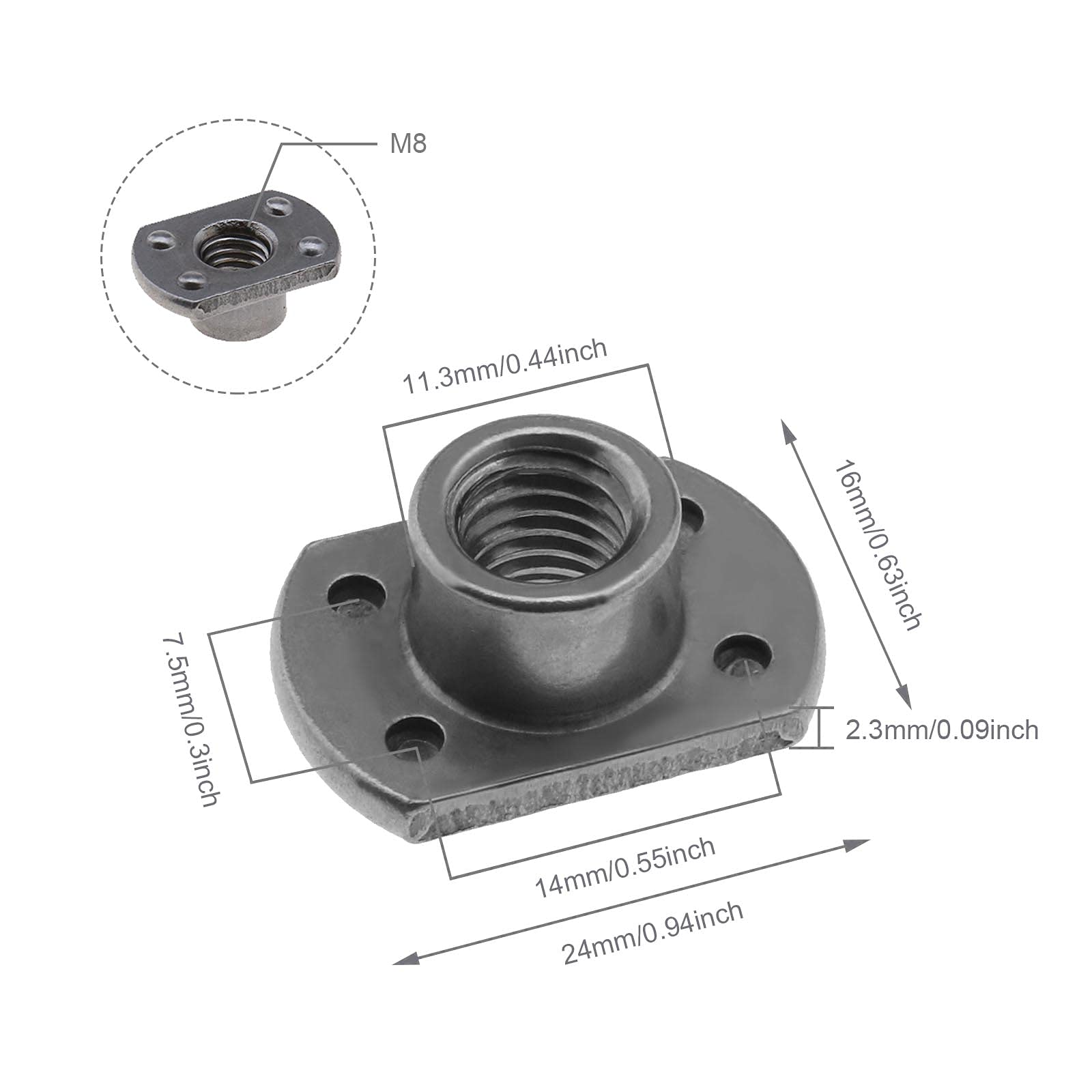 15pcs Dadi di saldatura M6 M8 M10 Tab Base UNC Acciaio al Carbonio Macchina Vite A Forma di T 2 & 4 Proiezione per Mobili Veicoli Caster e Industria Macchina