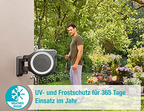Gardena Wand-Schlauchbox RollUp XL (weiß) 35 m: flexible Bewässerung für große Gärten, Schwenkbare Schlauchbox, inkl. 35 m Gardena Qualitätsschlauch und Montagehilfe (18632-20) - Image 3