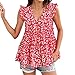 SoLu DAY8 Blouse Femme Grande Taille Chic Vruffle chemisiers de chars Floral chemise décontractée femmes nuque sans sommeil Peprum Babydoll Summer Tiered Soiree Cérémonie Fête Casual T-shirt