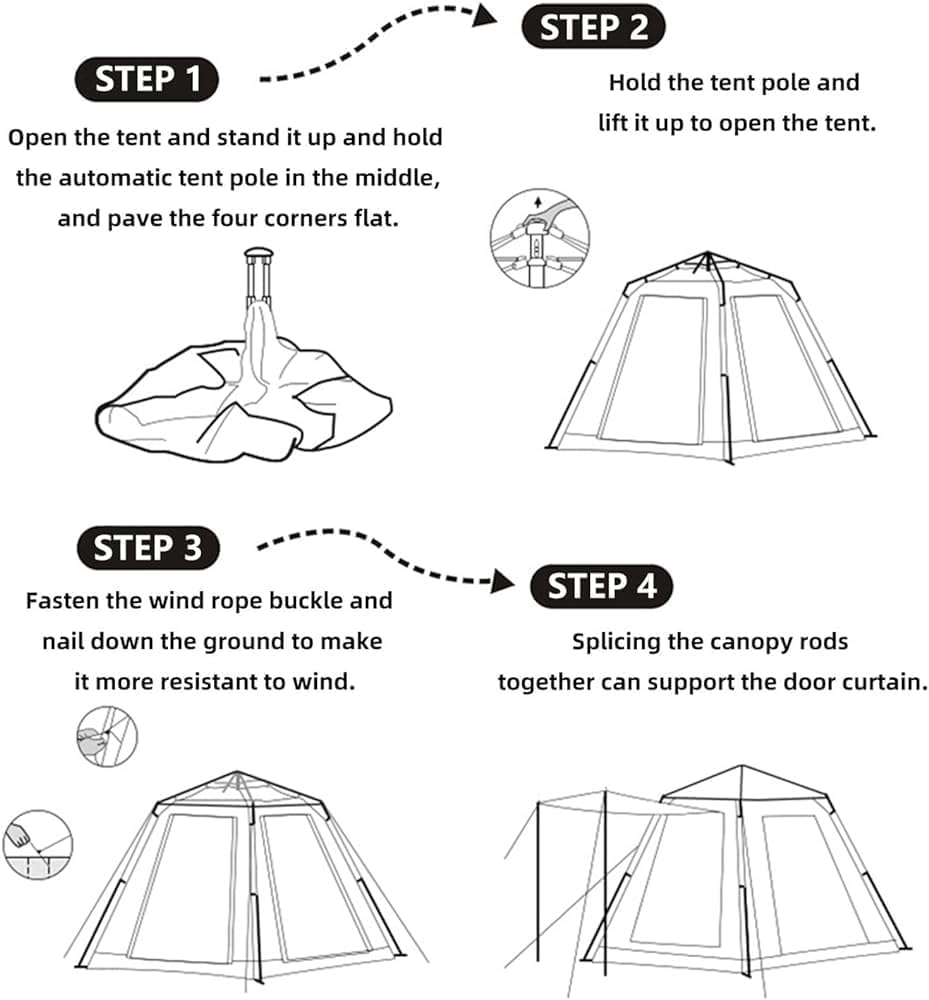 Tenda per 4 persone con cuscinetto a prova di umidità, 5000 mm, impermeabile, di alta qualità, robusta tenda oscurante per campeggio, escursionismo, picnic, giardino