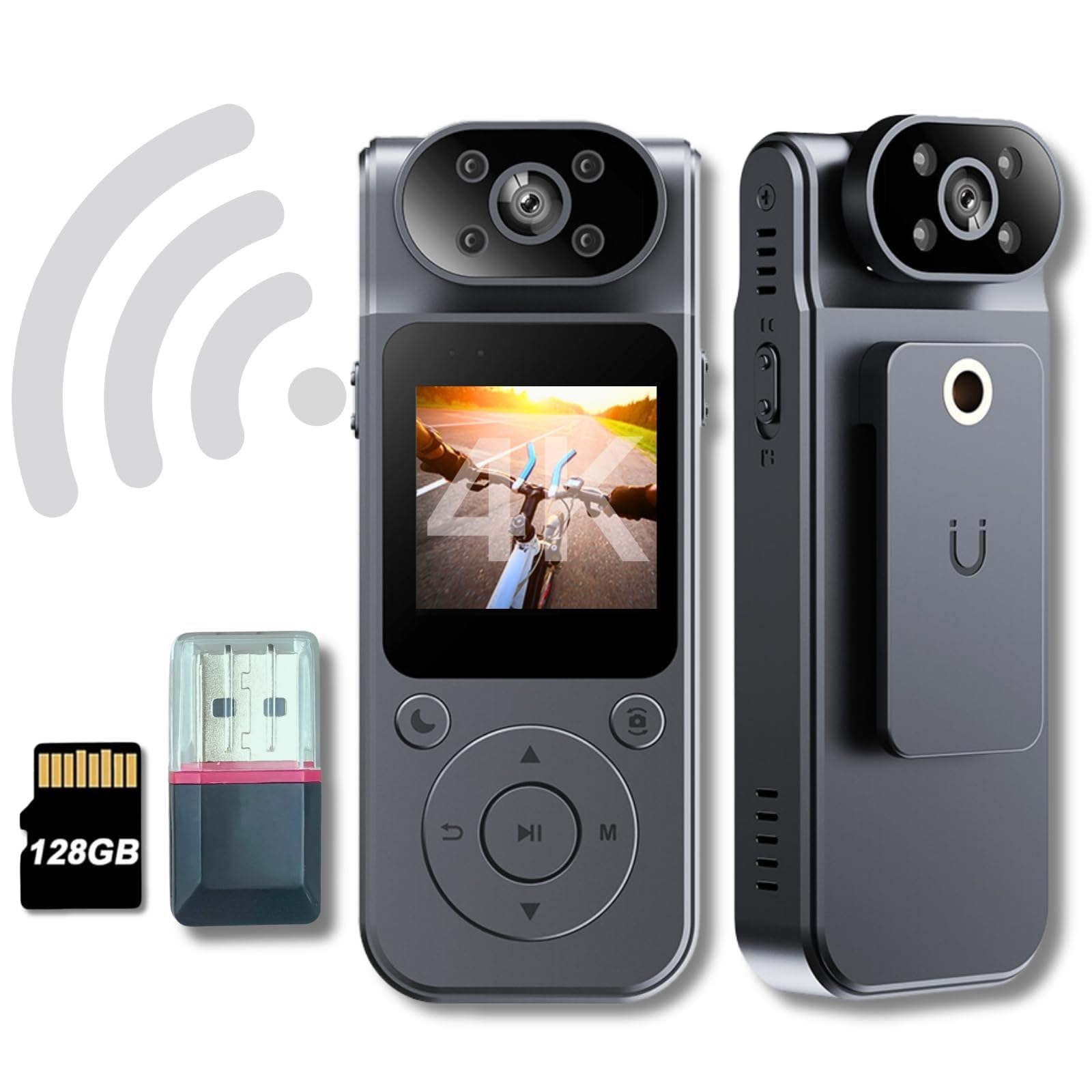 Bodycam 1080P Con Obiettivo Rotante, WiFi, App E Scheda 64GB Inclusa – Per Vlog, Sport E Viaggi