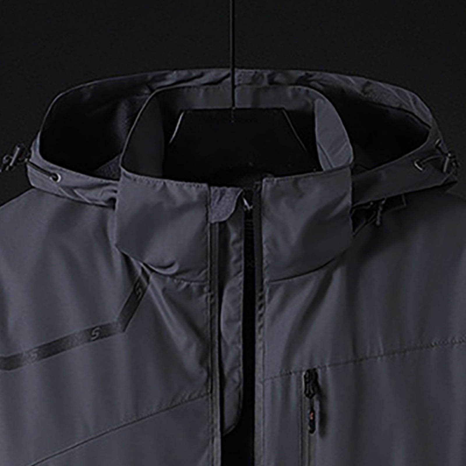 Chubasquero para hombre resistente al agua - chubasquero para hombre, chaqueta de entretiempo moderna, cómoda con cordón, chaquetas para exteriores con cremallera, chaqueta con capucha, chaqueta