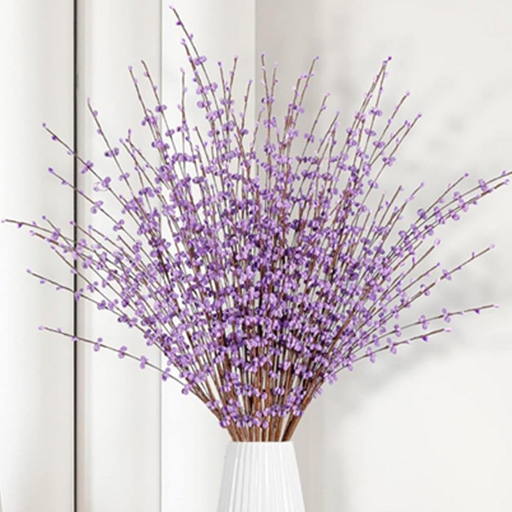 8 Pcs 29.5“ Long Artificial Jasmine Flowers Tall Fake Flower Bouquet Faux Jasmine Plants Dry Branches for Wedding Home Party Office Party DIY Decor (Light Purple)