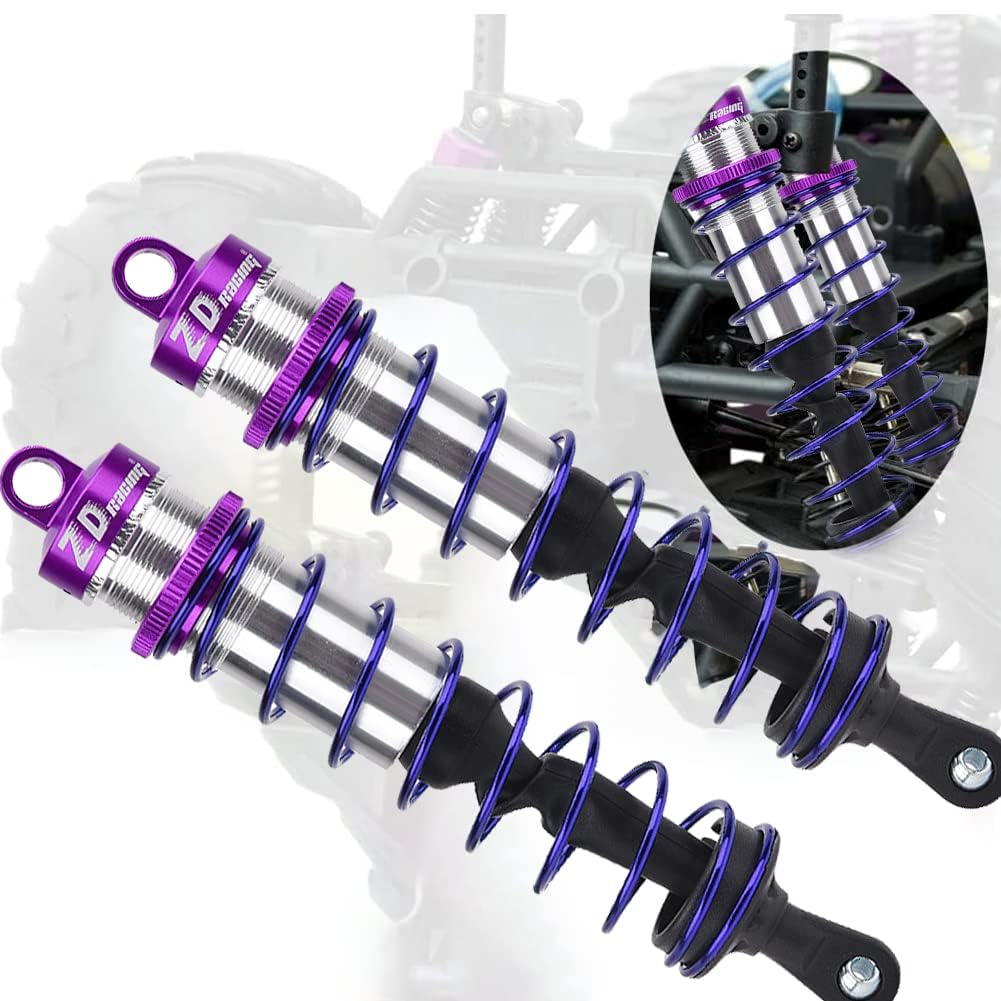 Amortiguador de choque para coche RC, amortiguador delantero ajustable para amortiguador delantero de presión de aceite de metal 4pcs para 1/8 coche RC(púrpura)