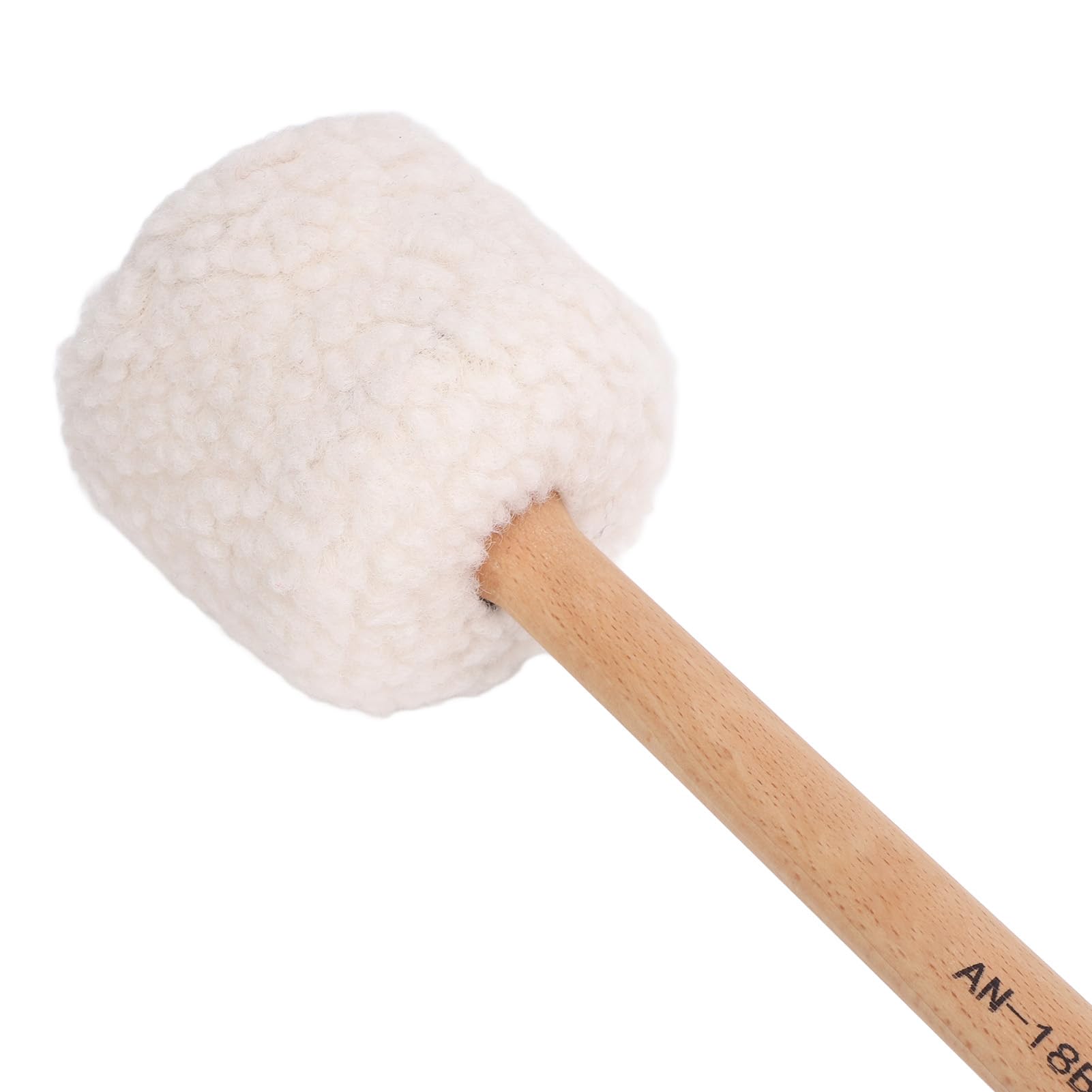 Maillet en Laine, Manche en Bois de Hêtre, Grand Bâton de Tambour avec Corde de Queue Noire Sécurisée pour Tambours Gongs