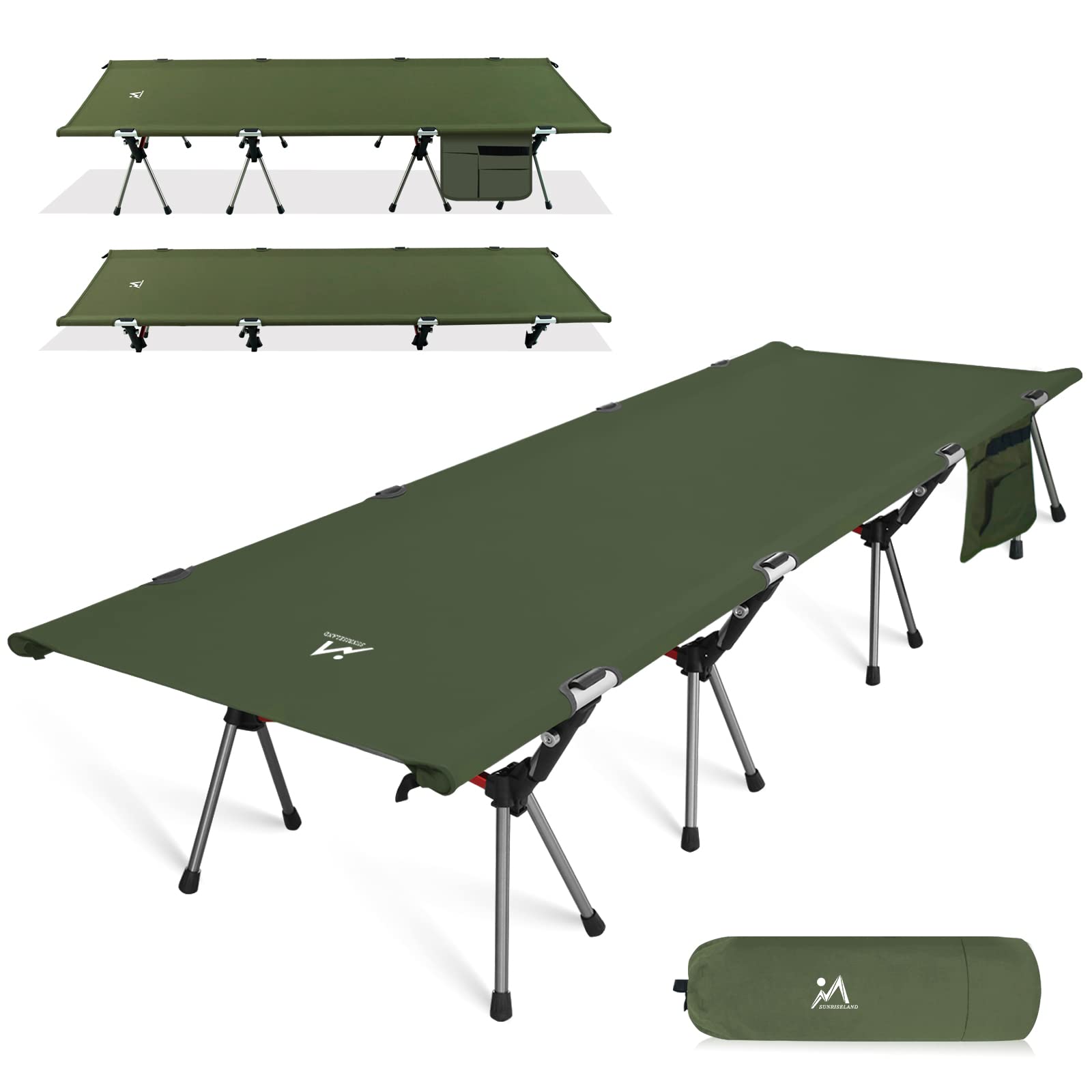 Folding Camping Cot with Leg Extenders,Lightweight Camping Cot for