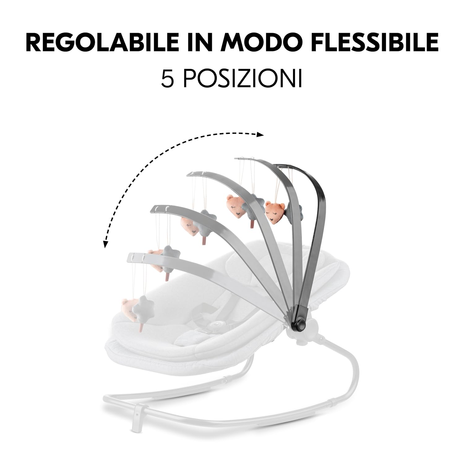hauck Arco Giochi Neonato, Orso - Compatibile Solo con Sdraietta Highchair Bouncer (Non Adatto ad Altri Modelli) - Con Sonagli e Squeak - Facile da Fissare - Ruotevole