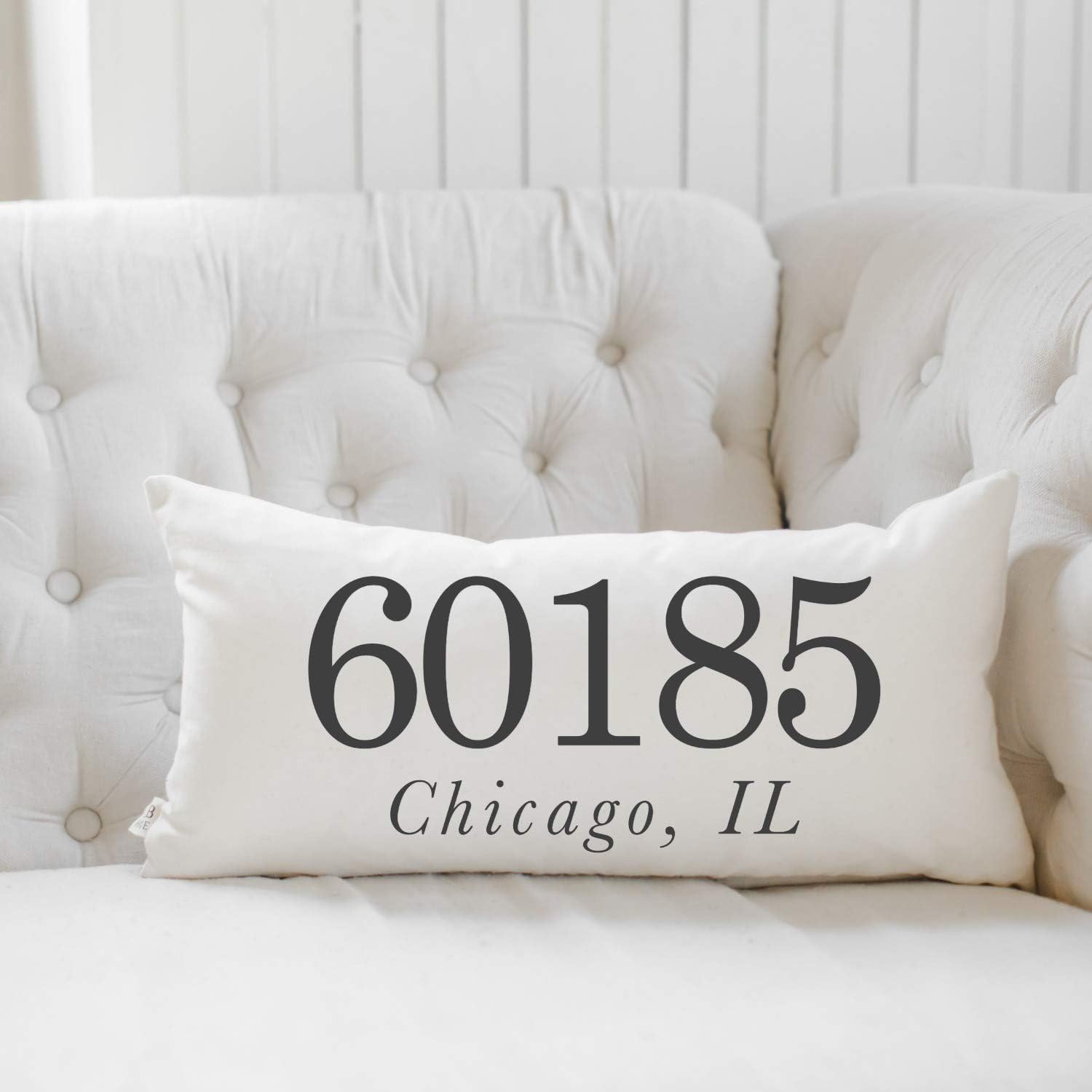 Personalized Lumbar Pillow - Zip Code - Handmade in the USA, home decor, wedding gift, engagement present, housewarming gift, cushion cover, throw pillow