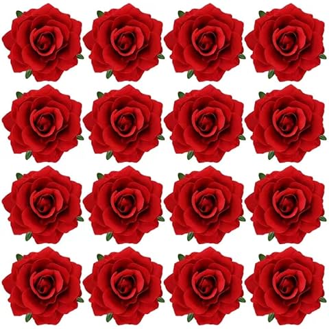 Cinaci 16 Pieces Flamenco Dancer Mexican Wine Red Rose Flower Alligator Hair Clips Barrettes Brooches Prom Party Wedding Bridal Hair Pins Accessories for Women Girls Cover