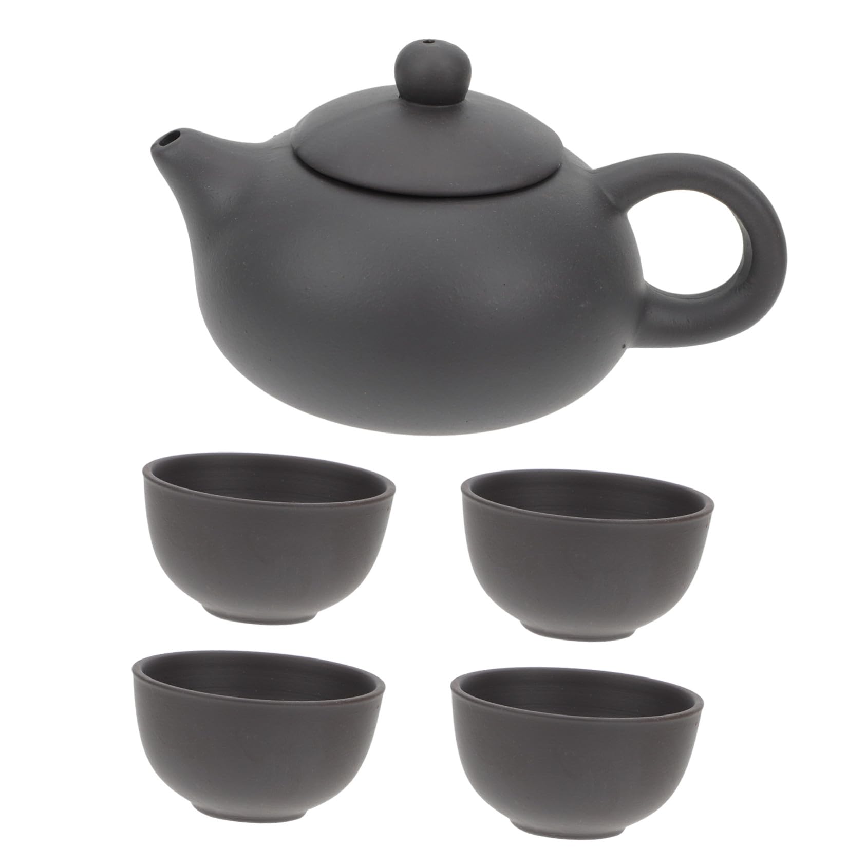 Juego de té de arcilla morada con 1 tetera y 4 tazas de cerámica antiescaldaduras para el hogar