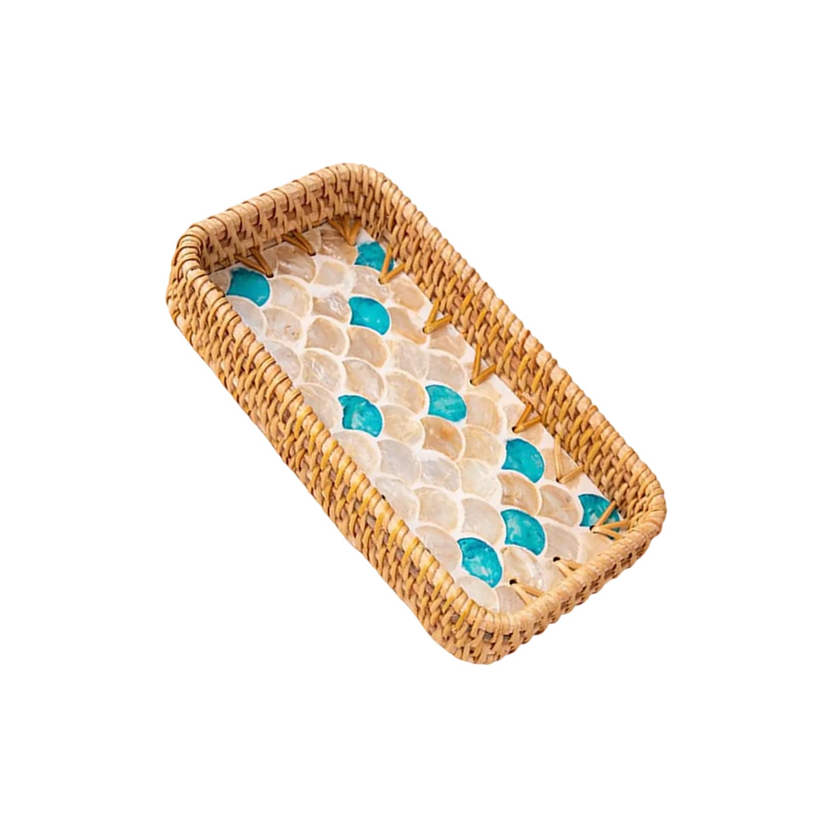 Tsophreniq Rattan Tray with Large Capacity Designs for Serving At Gatherings and Picnics Storage Solution Home Decoration Tray