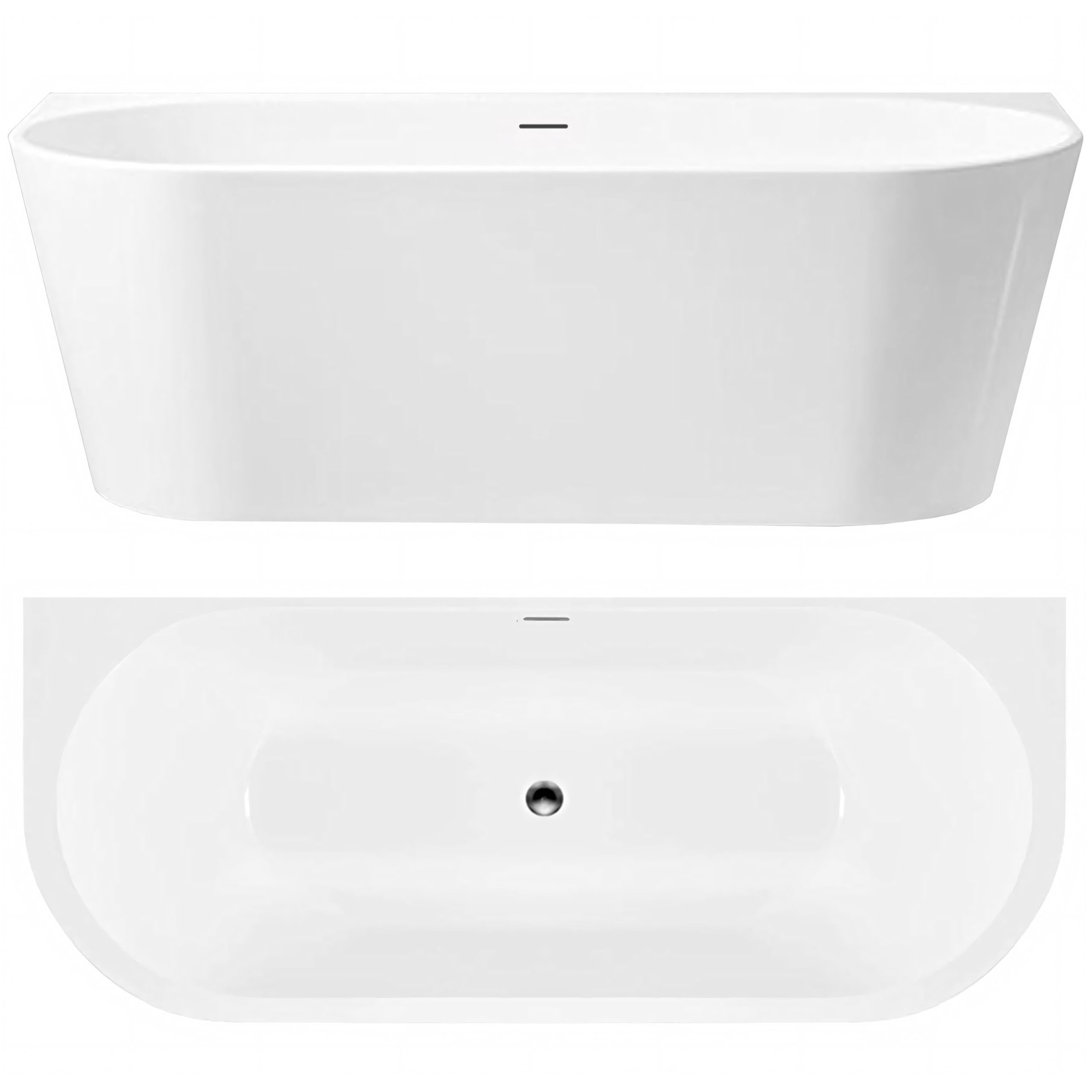 Rea - Wanna Akrylowa Przyścienna Capri 170cm Nakładka korka czarna - 170x75x59,5 cm