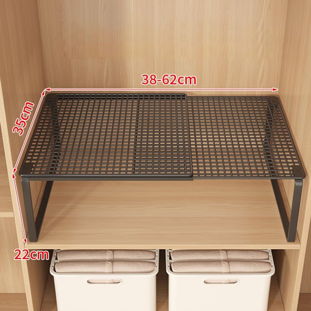 Schrank-Organizer, Schrankregale, erweiterbar, stapelbar, verstellbar, Metallregal, platzsparend, für Küche, Schlafzimmer, Badezimmer, vielseitiges Aufbewahrungsregal, mehrstöckige Konfiguration