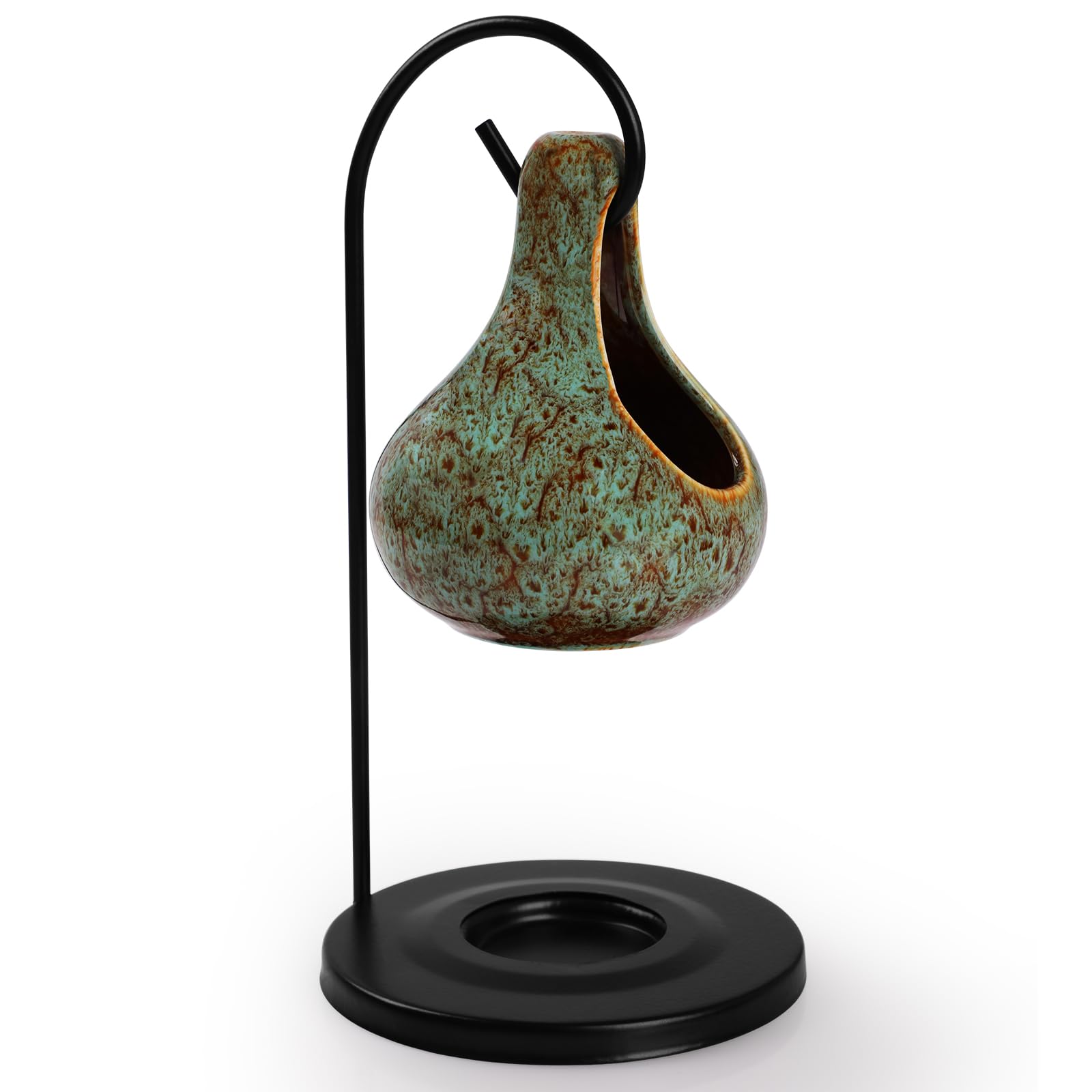 WD&CD Hanging Cauldron Wax Melt Burner Ceramic Essential Oil, Ceramic Tealight Candle Holder Aroma Burners Aromatherapy Holder Candle Home Bedroom Decor, Green