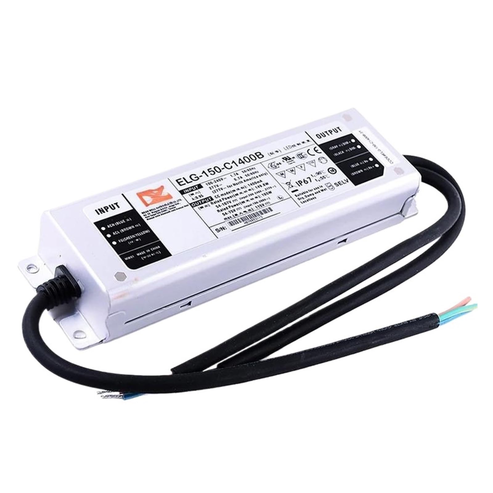 JGNAYRKJQI 105~150W Constant Current Mode Driver Waterproof Switching Power Supply ELG-150-C1400B-3Y