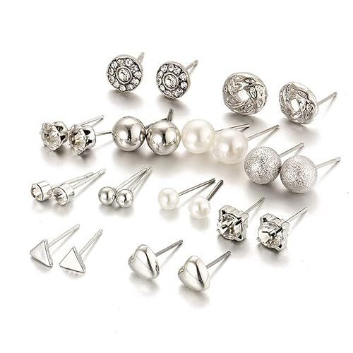 Shining Diva Fashion Latest pairs Earrings Combo Set Crystal Pearl Stud Earrings for Women