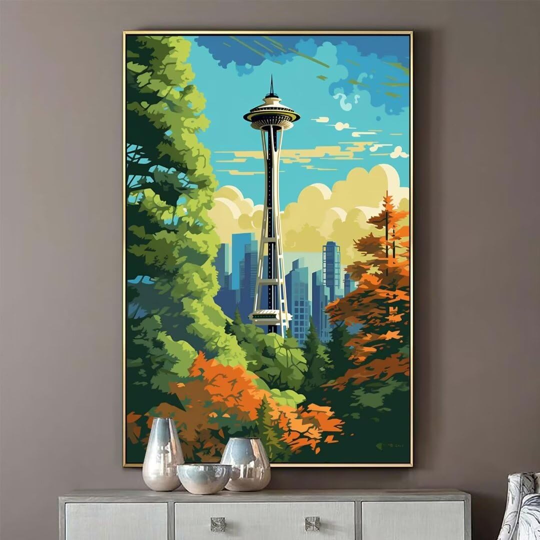 ARPADAMO 5D-Diamant-Malerei-Set Für Erwachsene – Stadtreise-Landschaft, 30,5 X 40,6 Cm, Runde Diamanten, 6-teiliges Set
