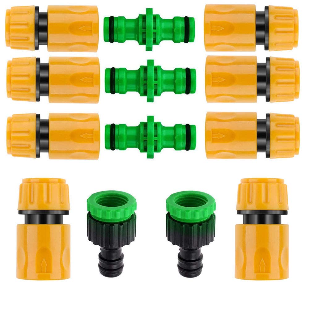 detee 13 Pcs Plastic Garden Hose Tap Connector Kit for Join Garden Hose Pipe Tube