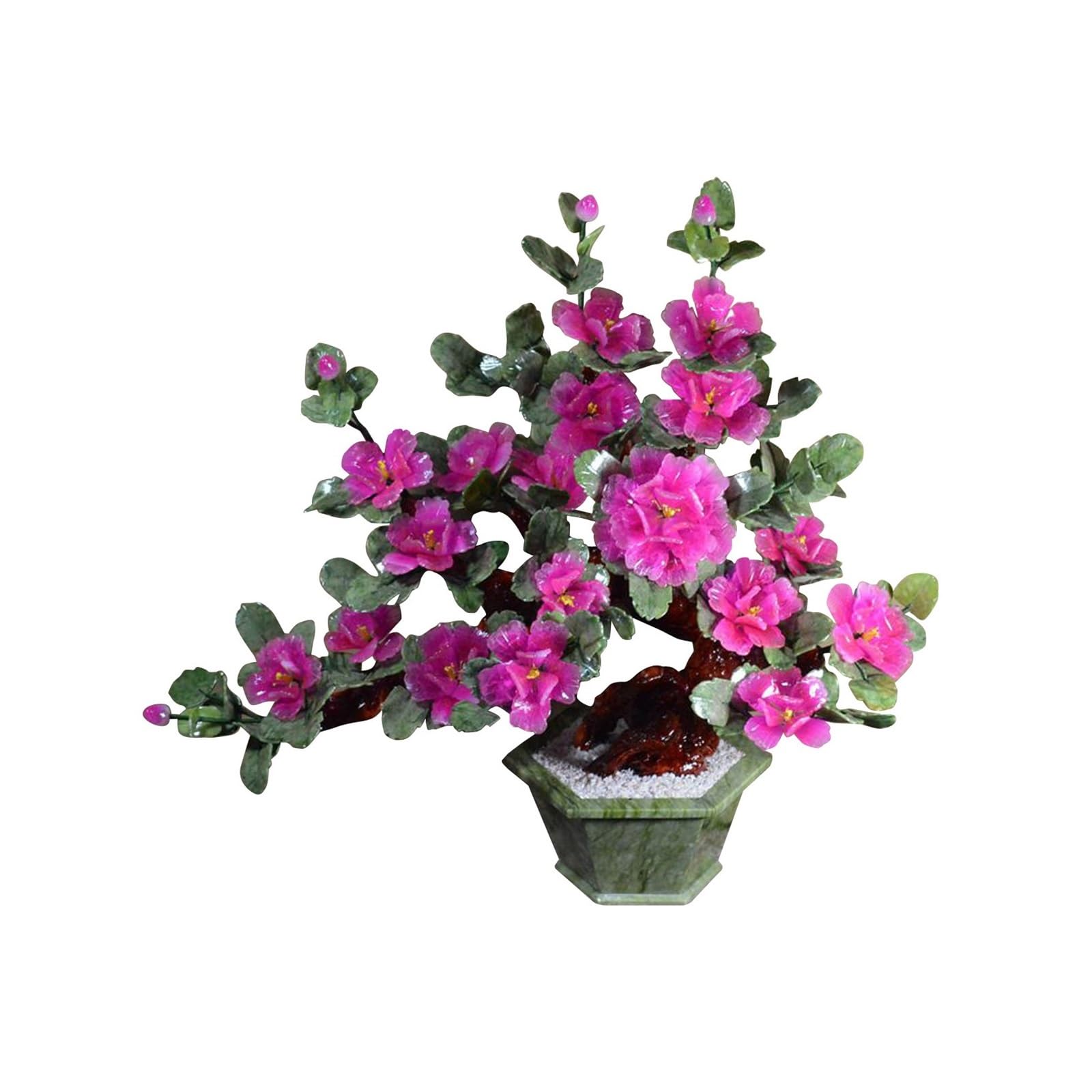 DFGHNBVC Fake Plants Chinese-Style Artificial Bonsai Tree - Indoor Plant Decoration, Jade Carving Of Peony Flowers Bonsai Tree,