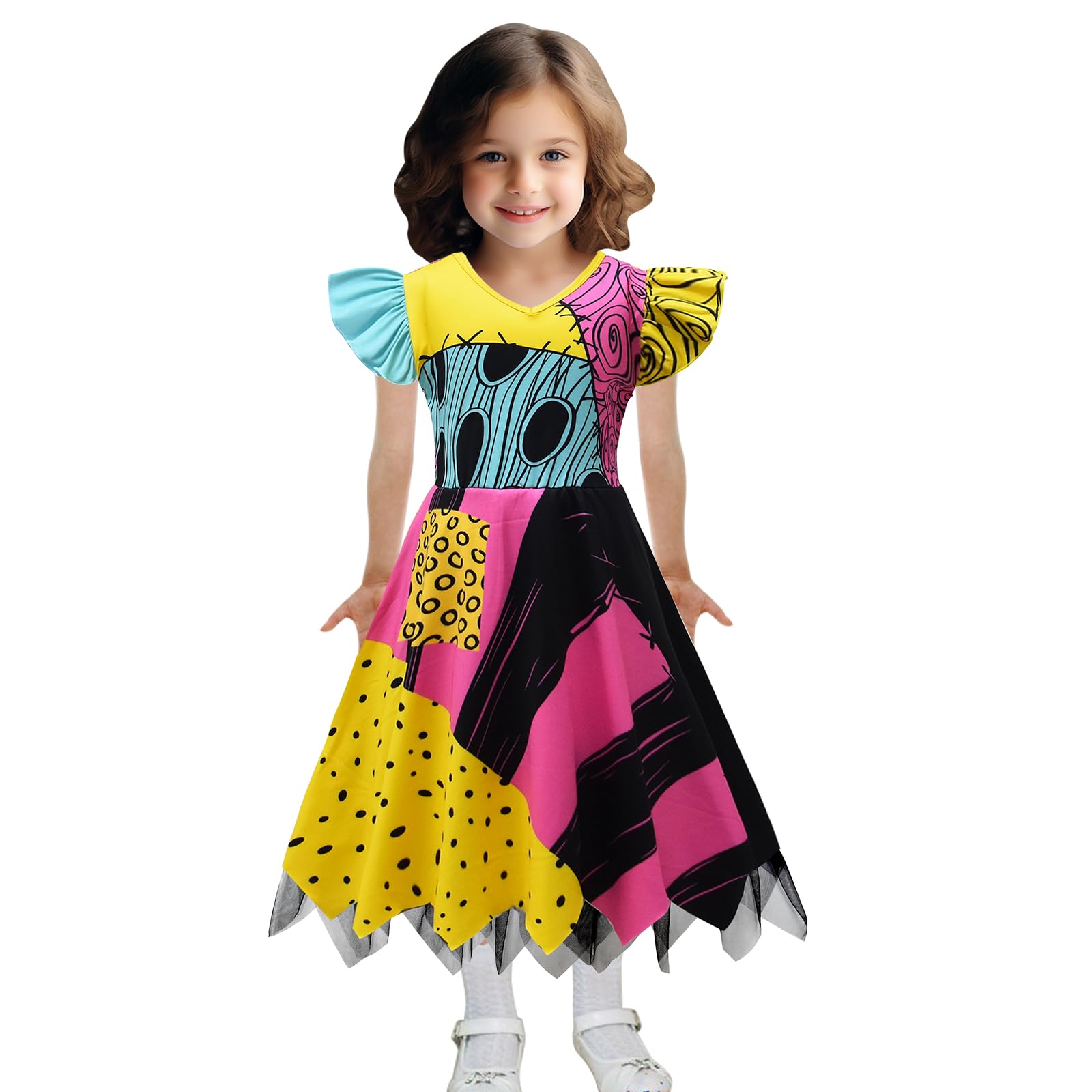 MatureadSally Costume Sally Dress Little Girl Halloween Costume Kids' Role Play Party Fancy Dress For Kids Girls