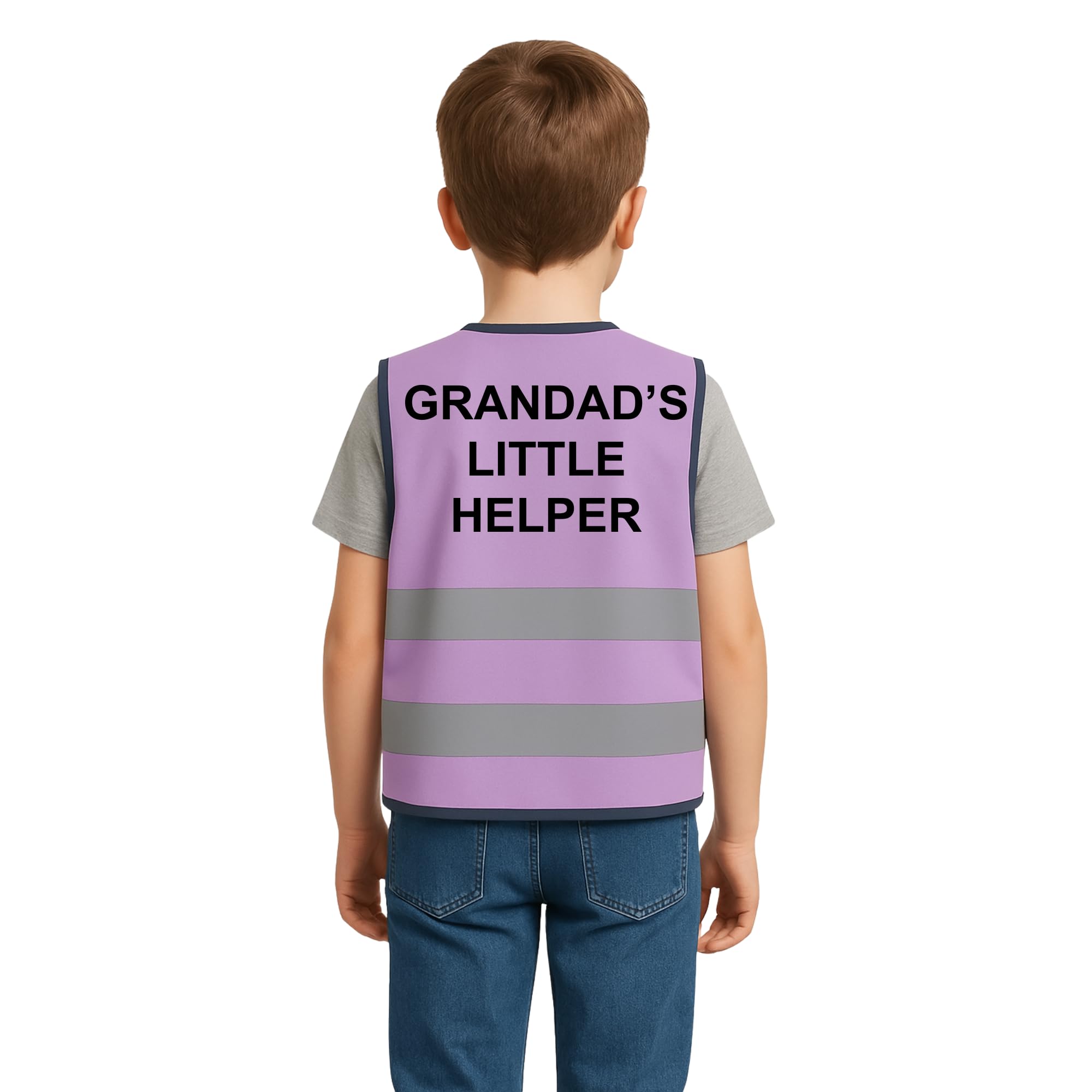 Step Ahead Kids Hi-Vis Safety Infant Vest โ High Visibility Reflective Waistcoat for Children Boys & Girls Safety Vest with Back Side Custom Print (GRANDAD'S LITTLE HELPER, LILAC, 2-3 Year) โ image 1