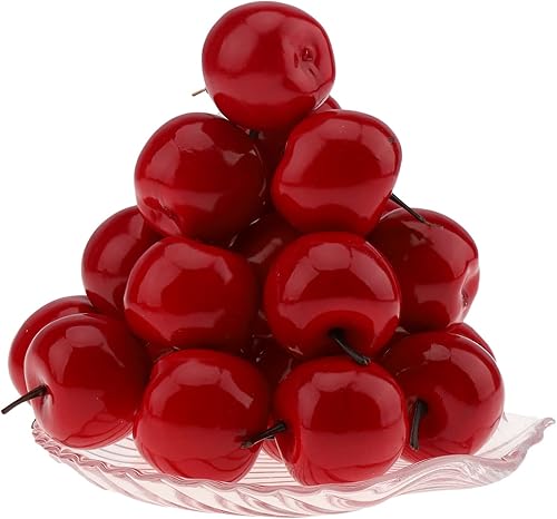 30 piezas de mini manzanas rojas falsas de frutas artificiales, decoración de Navidad, manzanas realistas de simulación realista para el hogar,