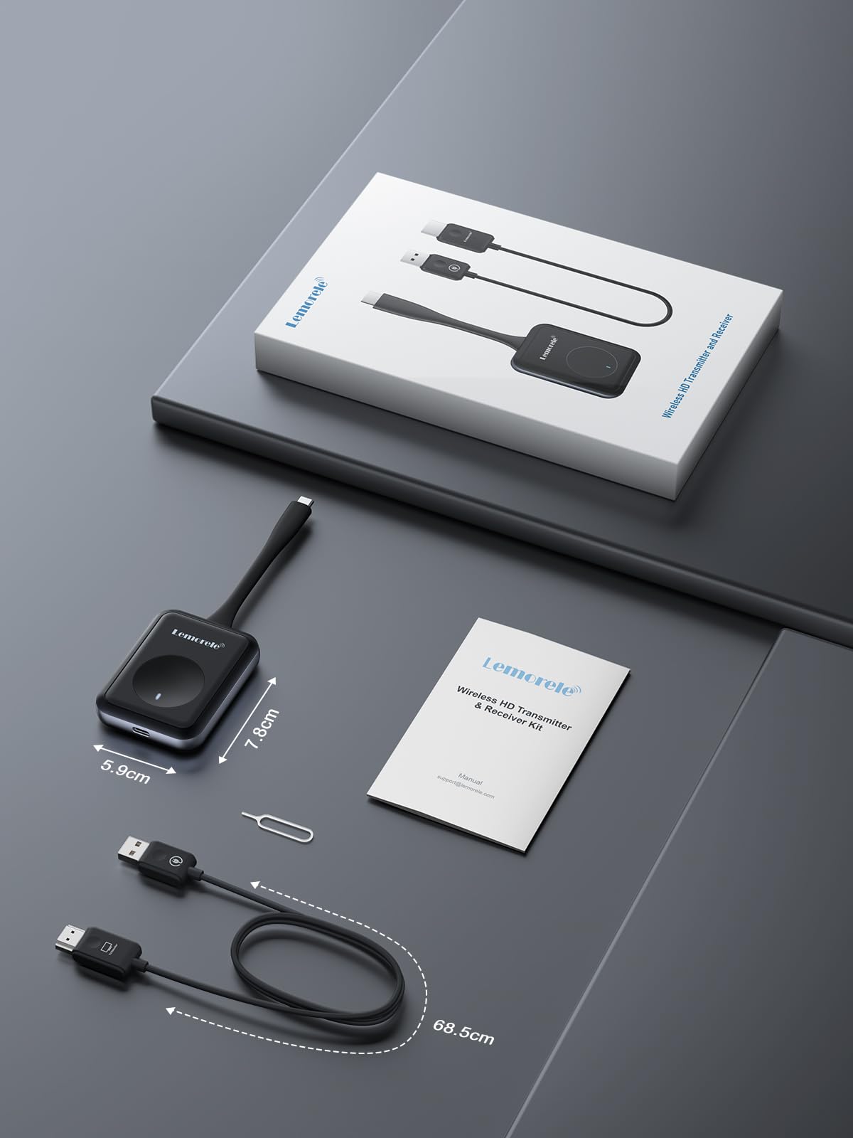 Lemorele Kit HDMI sans Fil USB-C, 50 m 5G Jusqu’à 8 émetteurs appairables