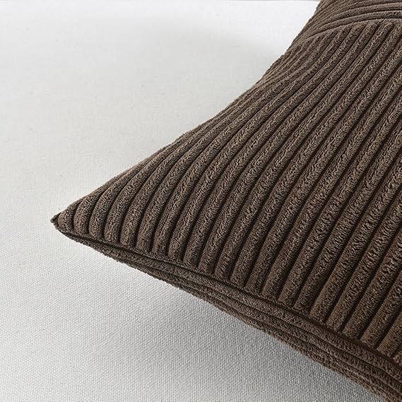 Image of Guffaw Corduroy Pillow Covers Boho Decorative Spliced Throw Pillow Covers Soft Solid Couch Pillowcases Cross Patchwork Cushion Covers for Living Room Bed Sofa 16x16 inch (2, Dark Brown)