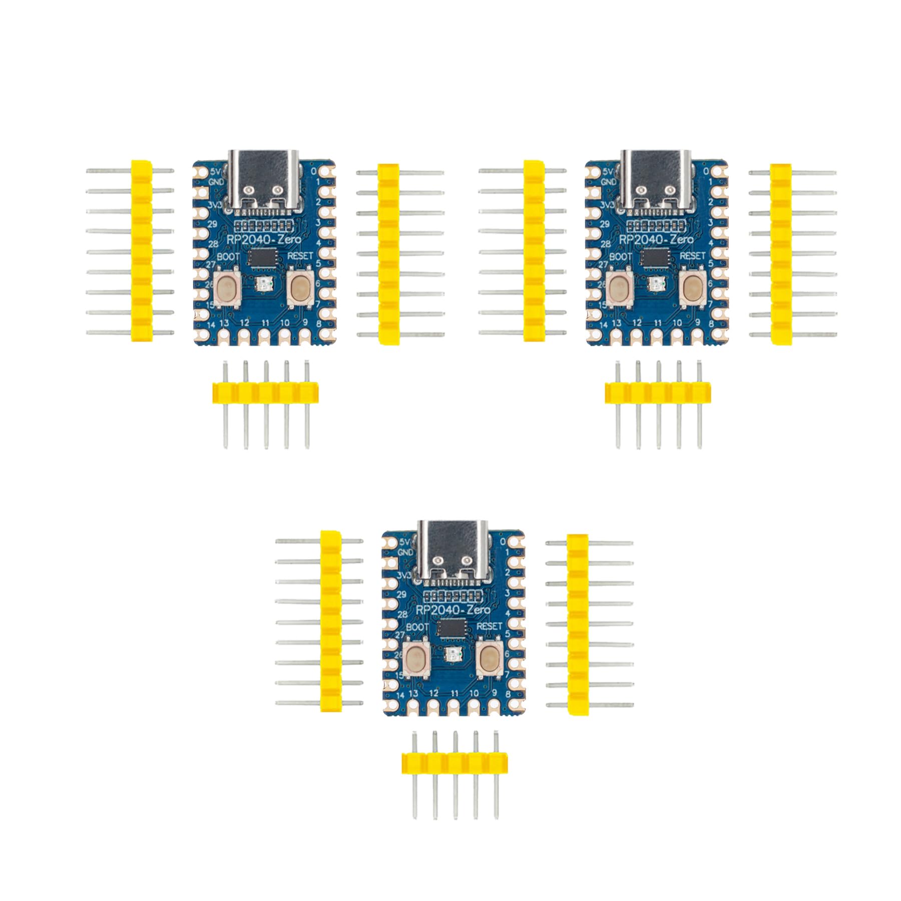 Hailege 3個セット RP2040-Zero RP2040 マイクロコントローラ PICO 開発ボード デュアルコア 264KB Cortex M0+ プロセッサ 2MB フラッシュ ピン互換 (はんだ付けされていないピン付き)