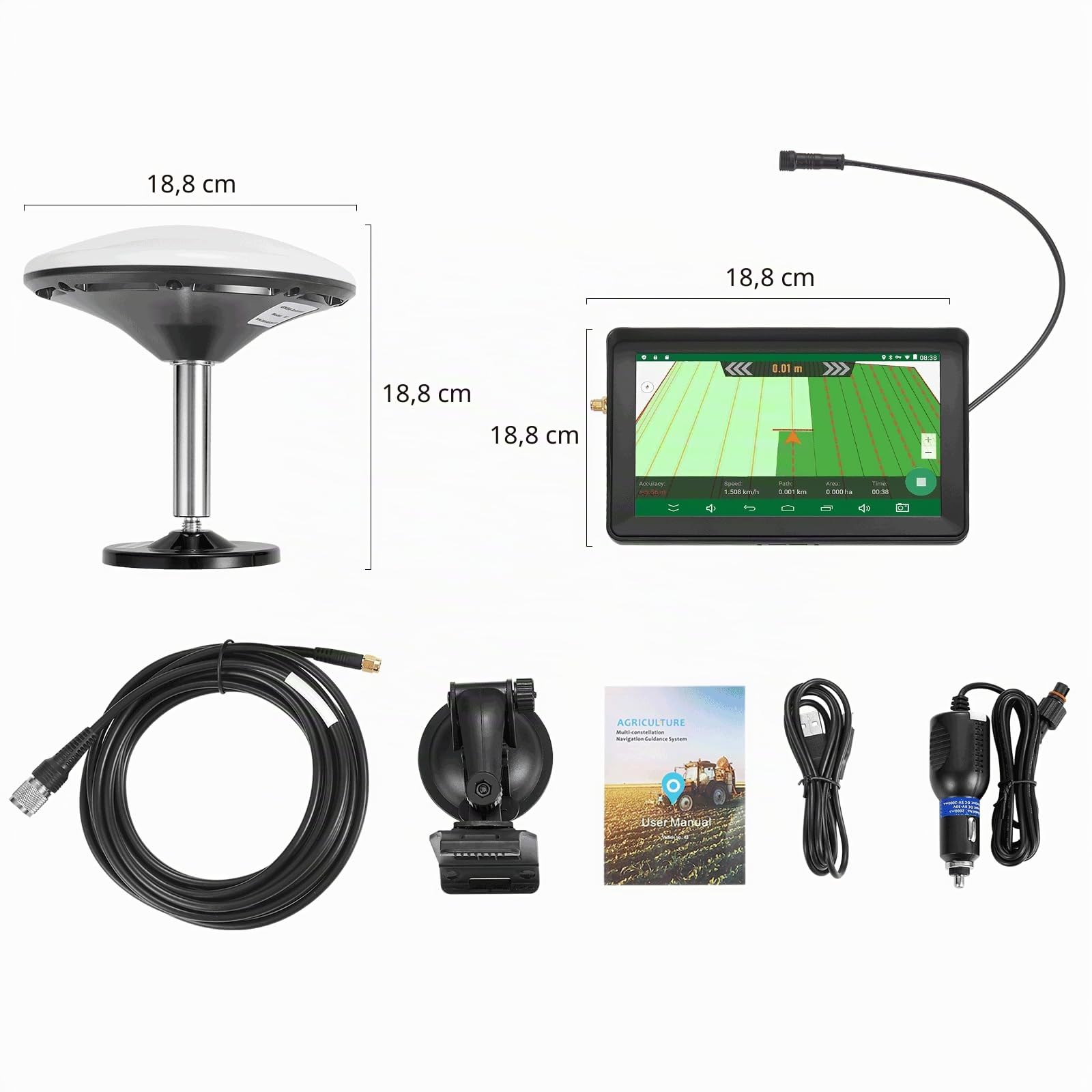 Navegador GPS para tractor de 7 pulgadas, GNSS agrícola de alta precisión para agricultura de precisión, sistema de guía GPS para pulverización, arado y siembra