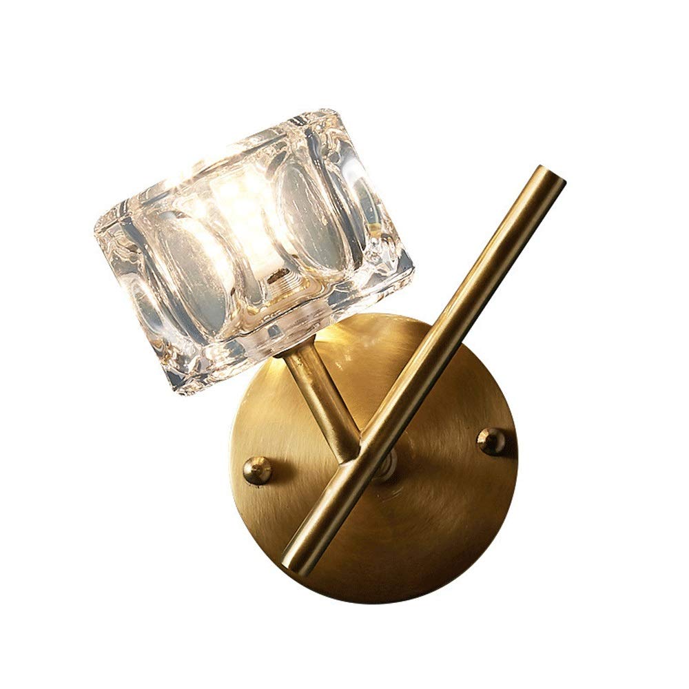 SMCCYYSD Wall Lamp, Modern Lamp Crystal Lampshade Copper Lighting Fixture, Brass Finish Indoor Mount Lights For Living Room Hallway Bedroom Decoration [Energy