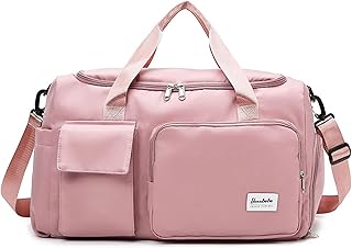 Borsone da palestra con scomparto per scarpe, tasca bagnata, borsa da viaggio con tracolla, borsa sportiva impermeabile per uomini e donne, borsa da palestra leggera, rosa