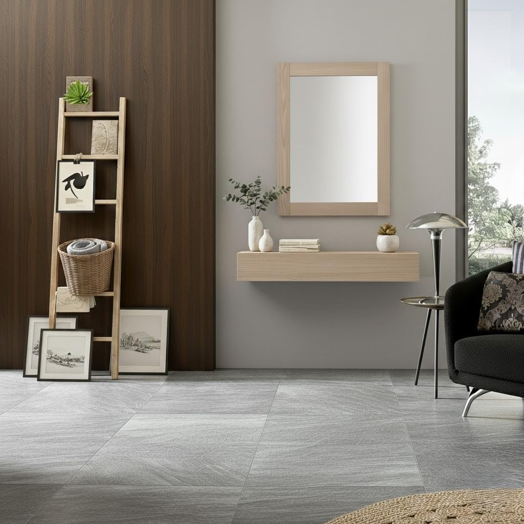 ARHome Specchiera Parete Modern, 90 x 60, Frassino Crema, Specchio Parete Muro, Made in Italy