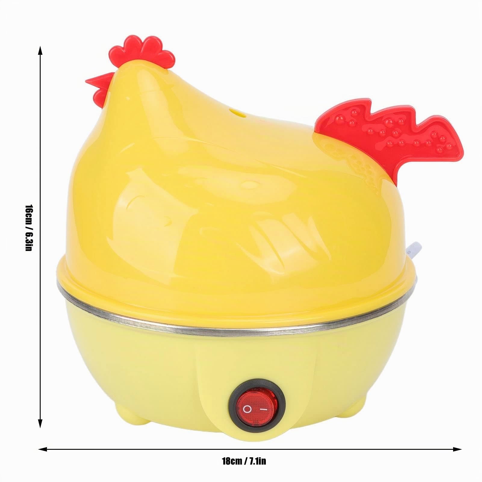 Omabeta Hervidor de huevos eléctrico, forma de gallina, duradero, 7 huevos, hervidor de huevos rápido con taza medidora para el desayuno (#1)