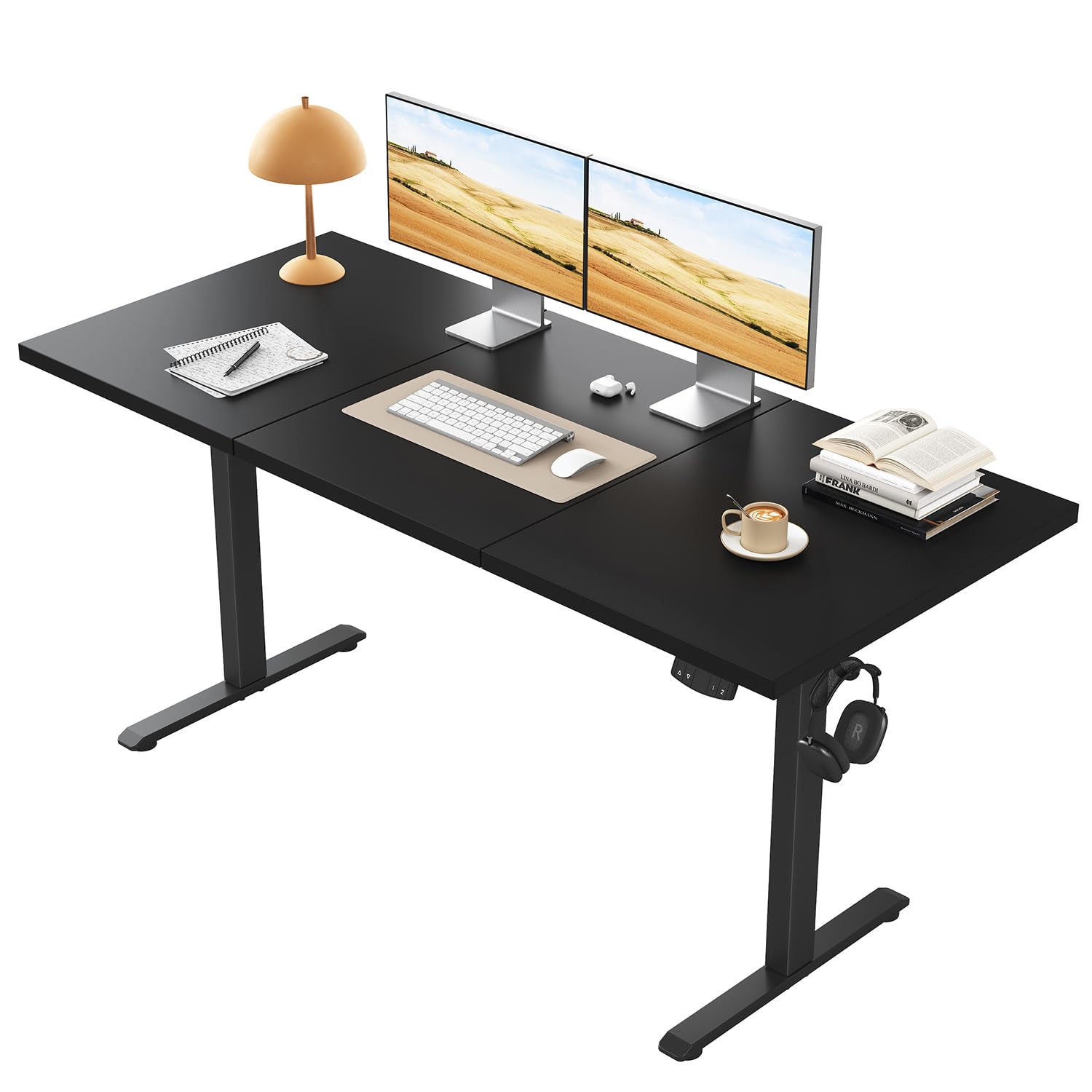 Klicelor Höhenverstellbarer Schreibtisch, Elektrischer Steh-Sitz Bürotisch, Computertisch mit 2 Memory-Funktionen, Stehpult, für Homeoffice & Büro